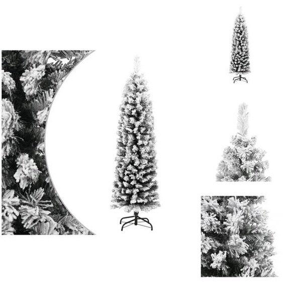 vidaXL Sapin de Noël artificiel élancé avec neige Vert 150 cm PVC - Sapins de Noël