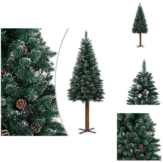 vidaXL Sapin de Noël élancé avec bois véritable et neige vert 150 cm - Sapins de Noël
