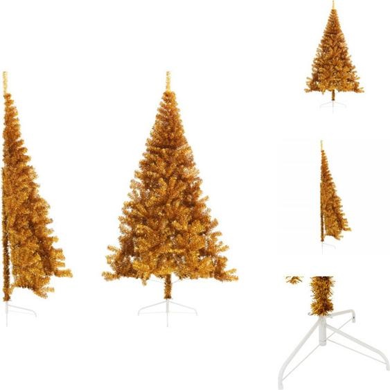 vidaXL Semi-sapin de Noël artificiel avec support Or 240 cm PET - Sapins de Noël