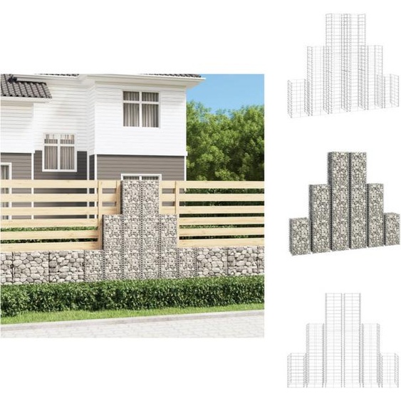 vidaXL Set de gabions 6 pcs. fil de fer galvanisé - panneaux de clôture