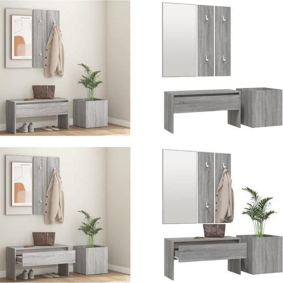 vidaXL Set de meubles dentrée Gris Sonoma Bois composite - Set de meubles dentrée - Meubles dentrée - Set de meubles dentrée