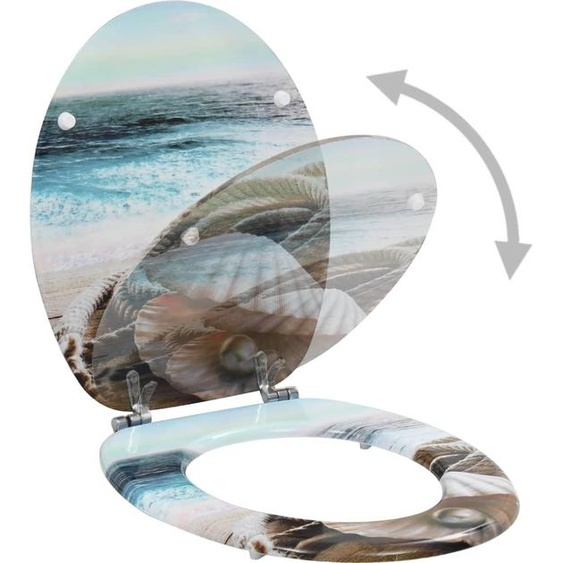 vidaXL Siège de toilette avec couvercle MDF design coquillage