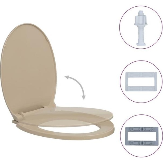 vidaXL Siège de toilette avec dispositif dabaissement automatique Beige Ovale