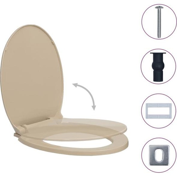 vidaXL Siège de toilette avec dispositif dabaissement automatique Quick-Release Beige Ovale