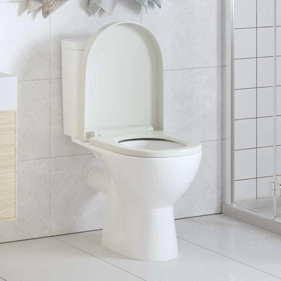 vidaXL Siège de toilette avec mécanisme dabaissement automatique et Quick-Release Blanc Angulaire