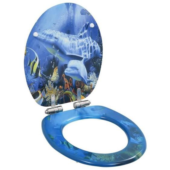 vidaXL Siège de toilette MDF Couvercle à fermeture en douceur Dauphins