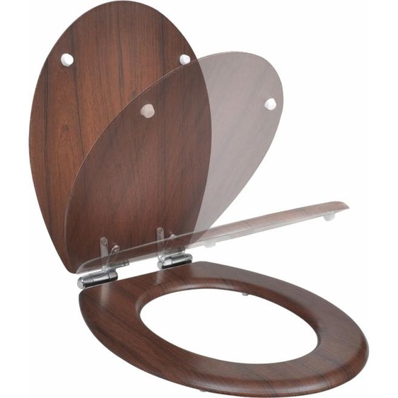 vidaXL Siège de toilette MDF Couvercle avec abaissement automatique Design Marron