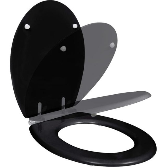 vidaXL Siège de toilette MDF Couvercle avec abaissement automatique Design noir