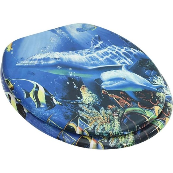 vidaXL Siège de toilette MDF Couvercle Dauphins