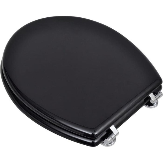 vidaXL Siège de toilette MDF Couvercle Design simple Noir