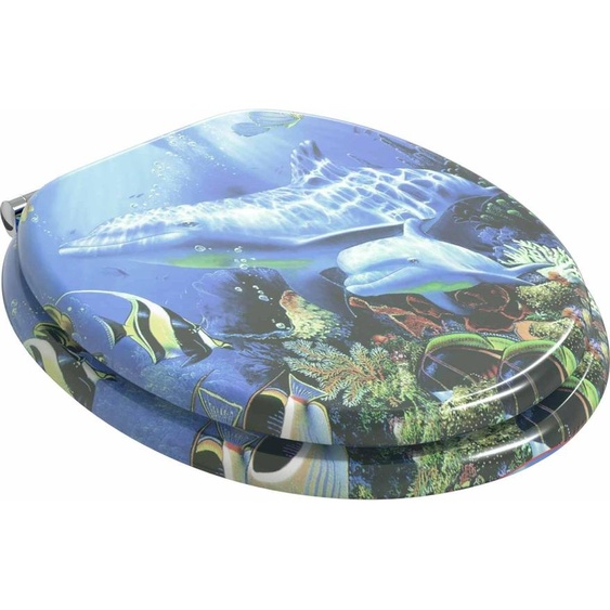 vidaXL Siège de toilettes 2 pièces Bleu 44 x 38 cm Panneau MDF