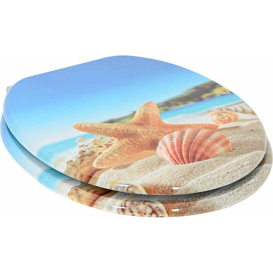 vidaXL Siège de toilettes 2 pièces Coquillage marin 44 x 38 cm Panneau MDF