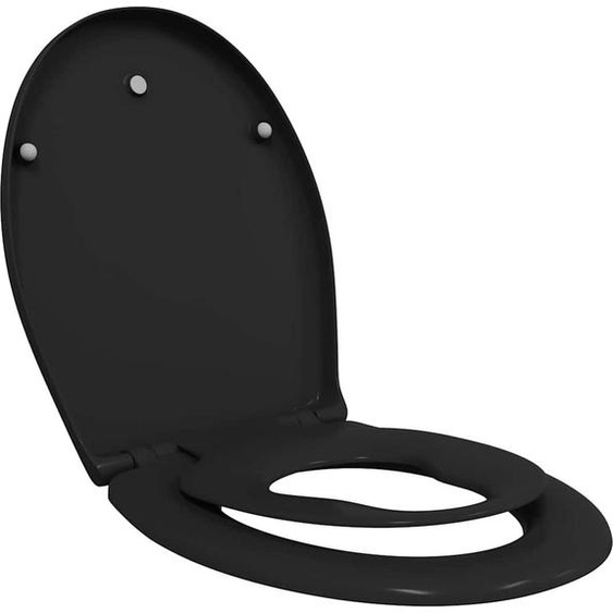vidaXL Siège de WC à fermeture rapide noir 44.5 x 37.3 x 4.3 cm