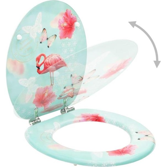vidaXL Sièges de toilette avec couvercle 2 pcs. MDF design flamant rose