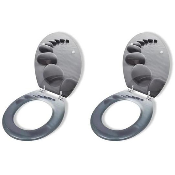 vidaXL Sièges de toilette avec couvercles 2 pcs MDF Pierres