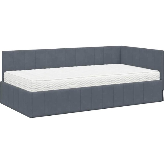 vidaXL Sommier dangle avec matelas gris foncé 100 x 200 cm velours