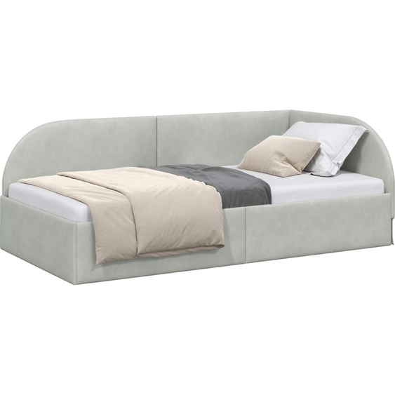 vidaXL Sommier dangle avec tête de lit gris clair 90 cm x 200 cm velours