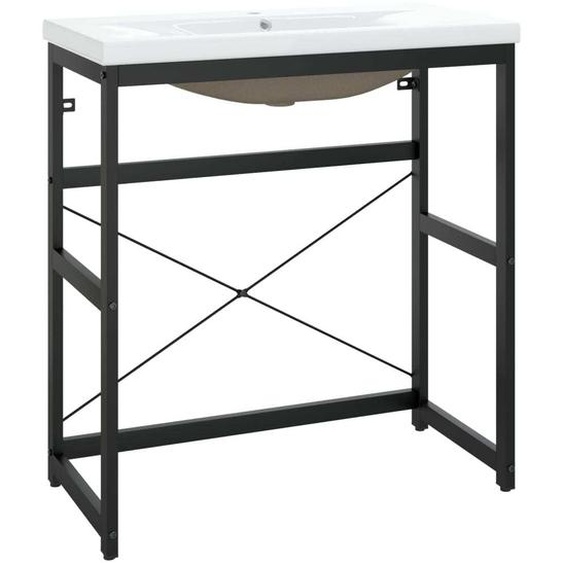 vidaXL Support de lavabo de salle de bain avec lavabo noir fer