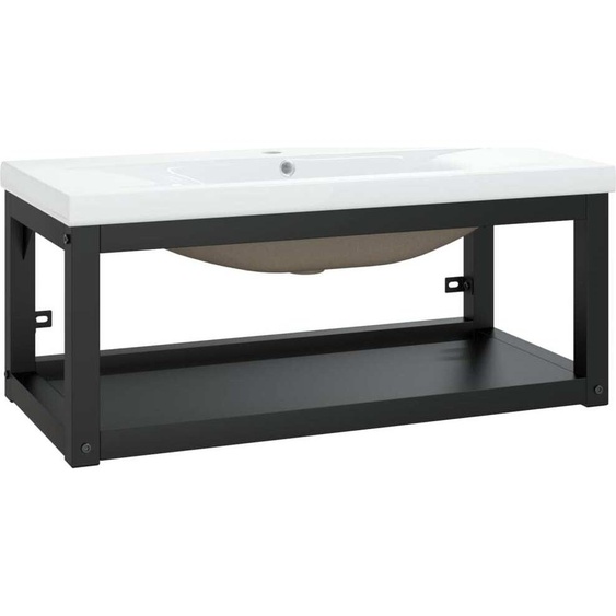 vidaXL Support de lavabo de salle de bain avec lavabo noir fer