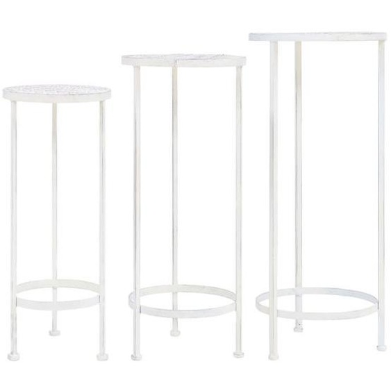 vidaXL Support de plantes 3 pcs Style vintage Métal Blanc antique 245937