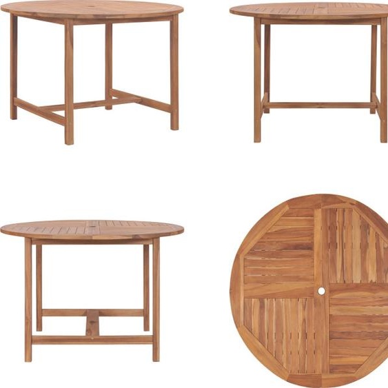 vidaXL Table à manger de jardin Ø110x75 cm teck massif - Table à manger de jardin - Table à manger de jardin en bois - Table à manger de jardin en bois massif