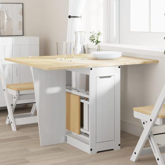 vidaXL Table à manger papillon pliable Corona blanc bois de pin massif 4013435