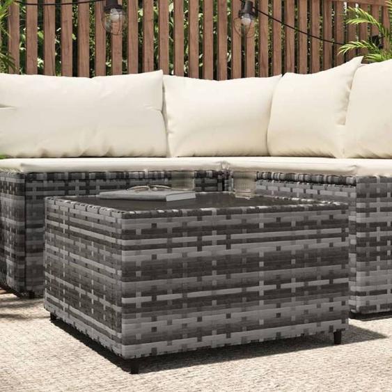 vidaXL Table basse de jardin carré gris 50x50x30 cm résine tressée mobilier de jardin table basse table basse 319859