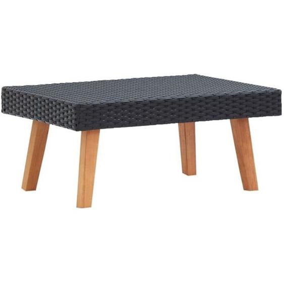 vidaXL Table basse de jardin Résine tressée Noir