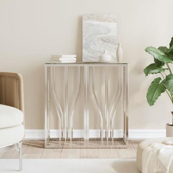 vidaXL Table console 70x30x70 cm acier inoxydable et verre 350033