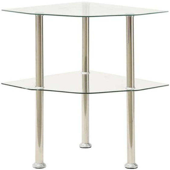 vidaXL Table dappoint 2 niveaux Transparent 38x38x50 cm Verre trempé 322793