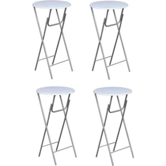 vidaXL Table de bar 4 pcs avec dessus de table en MDF Blanc