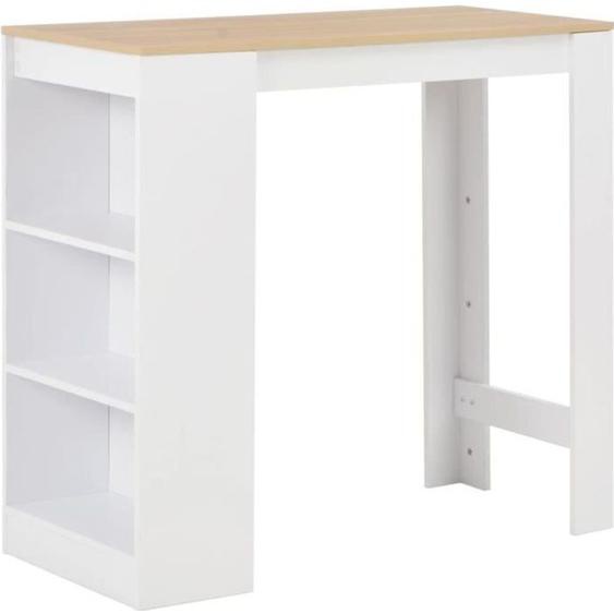 vidaXL Table de bar avec étagère Blanc 110x50x103 cm 280215