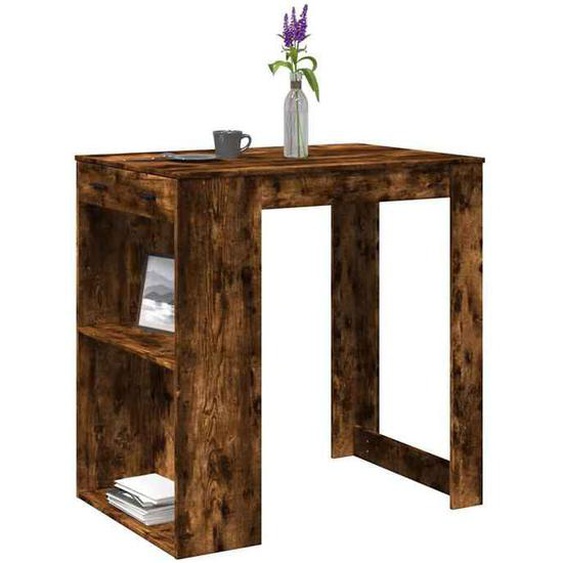 vidaXL Table de bar chêne fumé 102x70x103,5 cm bois dingénierie, table de pub, table haute, table de tabouret de bar, table