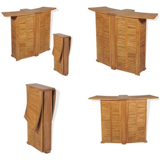 vidaXL Table de bar pliante 155x53x105 cm Teck Massif - Table haute - Tables hautes - Table de jardin