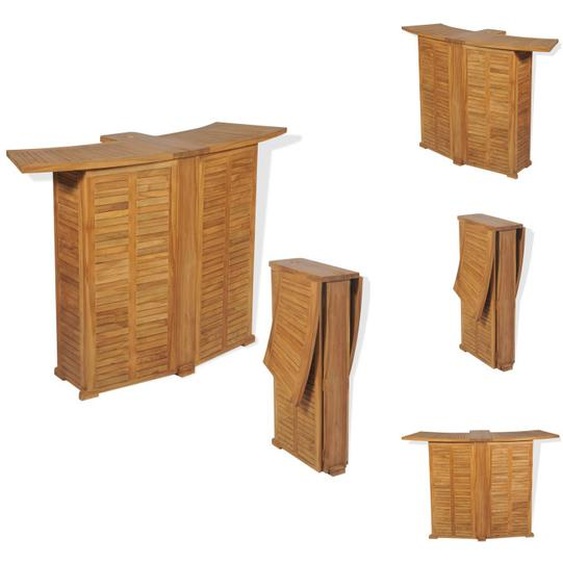 vidaXL Table de bar pliante 155x53x105 cm Teck Massif - Tables de jardin