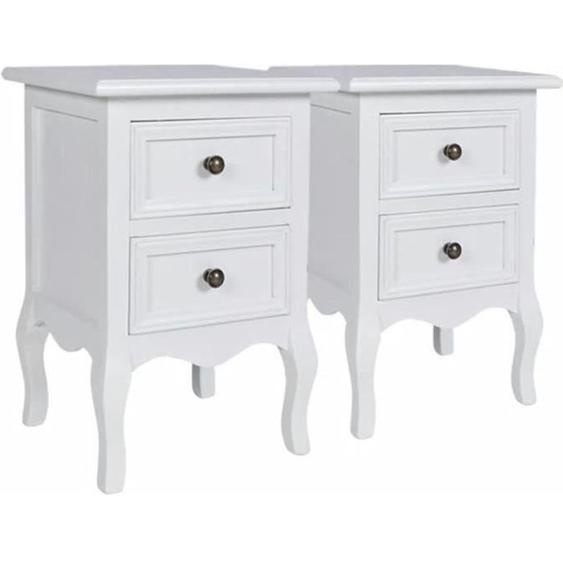 vidaXL Table de chevet 2 pcs avec 2 tiroirs MDF Blanc