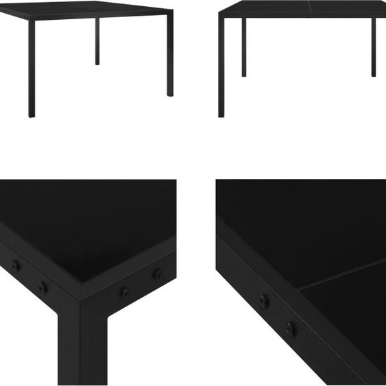 vidaXL Table de jardin 130x130x72 cm Noir Acier et verre - Table de jardin - Tables - Tables