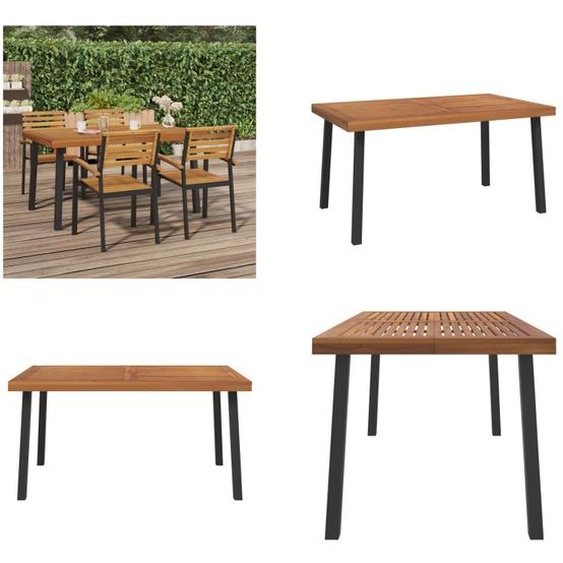 vidaXL Table de jardin 150 x 90 x 75 cm en bois massif dacacia - Table de jardin - Tables de jardin - Table dextérieur - Table de terrasse