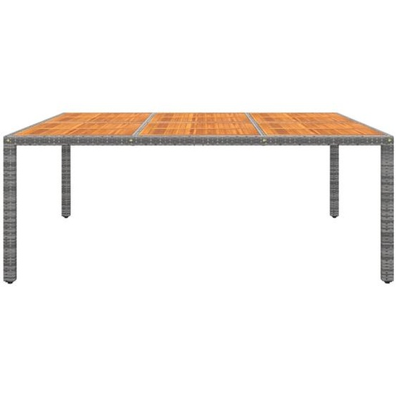 vidaXL Table de jardin 200x150x75 cm acacia et poly rotin gris