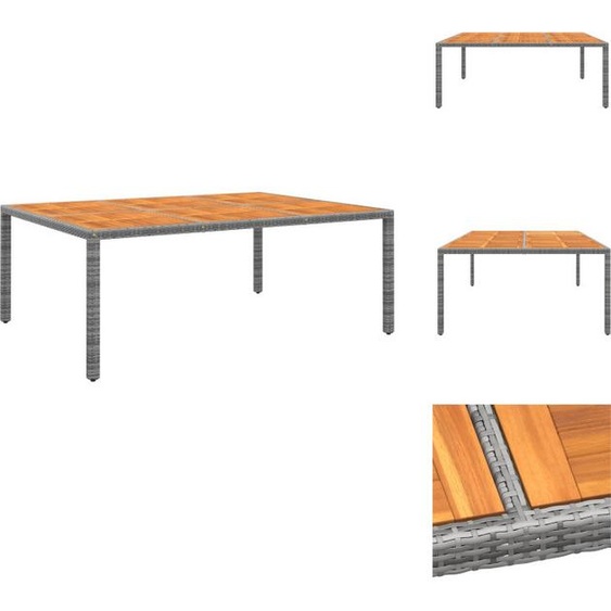 vidaXL Table de jardin 200x150x75 cm acacia et poly rotin gris - Tables de jardin