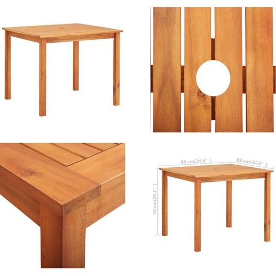 vidaXL Table de jardin 88x88x74 cm Acacia Massivholz - Table de salle à manger - Tables de salle à manger - Tables de salle à manger de jardin