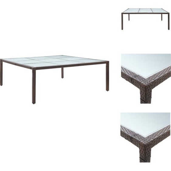 vidaXL Table de jardin à manger brune 200×200×74 cm Poly rotin - Tables de jardin