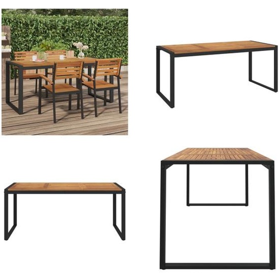 vidaXL Table de jardin avec piètement en U 180x90x75 cm Bois dacacia massif - Table de jardin - Tables de jardin - Table dextérieur - Table de terrasse