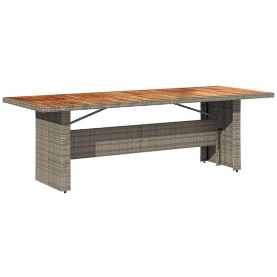 vidaXL Table de jardin avec plateau en acacia gris 240x90x75cm Poly rotin