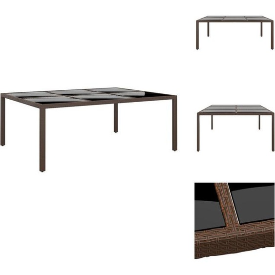 vidaXL Table de jardin avec plateau en verre Marron 200x150x75 cm Rotin - Tables de jardin