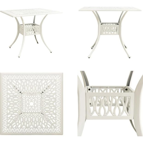 vidaXL Table de jardin blanche 90x90x73 cm Fonte daluminium - Table de jardin - Tables - Tables