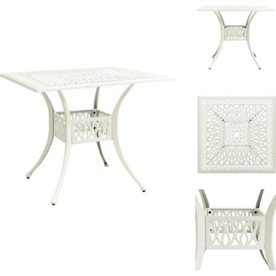 vidaXL Table de jardin blanche 90x90x73 cm Fonte daluminium - Tables de jardin