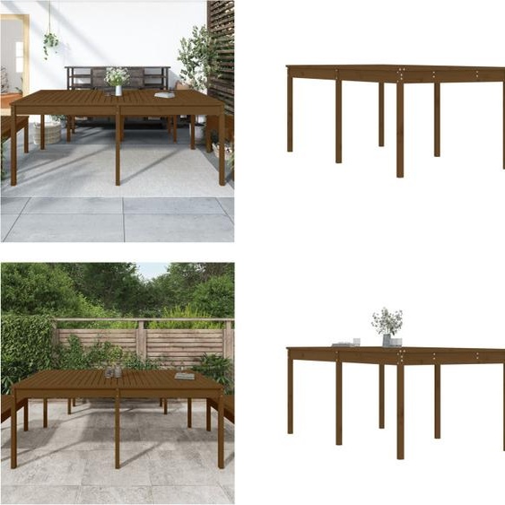 vidaXL Table de jardin brun miel 203,5x100x76 cm Pin massif - Table de jardin - Tables de jardin - Table dextérieur - Table de terrasse