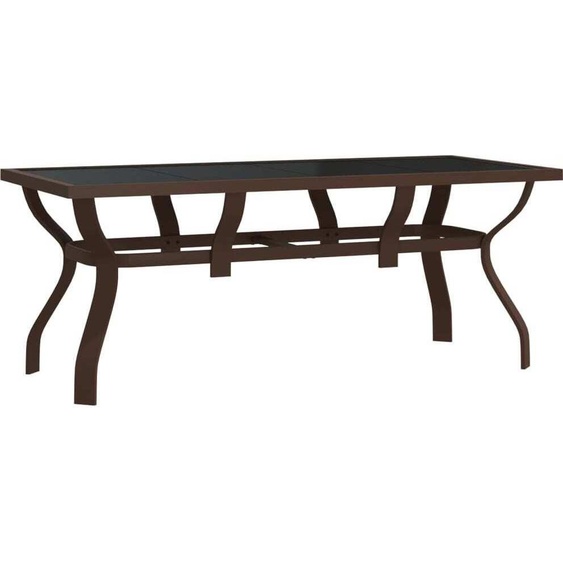 vidaXL Table de jardin brune et noire 180x80x70 cm acier et verre