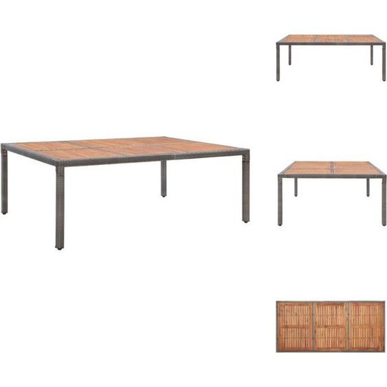 vidaXL Table de jardin Gris 200x150x74cm Poly Rotin et Acacia Massif - Tables de jardin